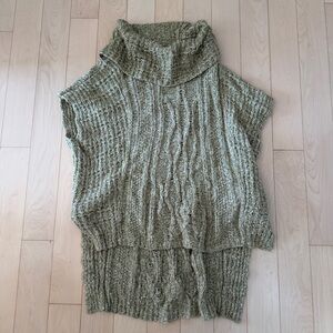 Moth Anthropologie Green Knit High Low Sweater Vest Wool Blend
